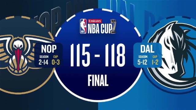 2025年11月22日 状元对决！NBA杯独行侠送鹈鹕8连败 弗拉格29+7 锡安22分