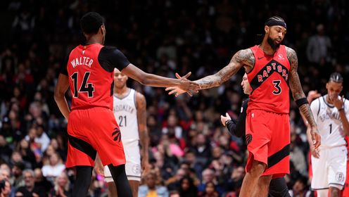 2025年11月24日 猛龙8人上双轻取篮网迎7连胜 巴雷特伤退 小波特25+6